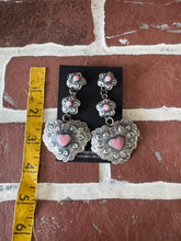 Load image into Gallery viewer, Native Made Pink Conch Heart Concho earrings