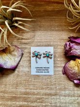 Load image into Gallery viewer, Dragonfly Earrings with Kingman Turquoise – Sterling Silver