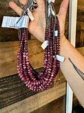 Load image into Gallery viewer, 20 Inch purple spiny shell and 3 mm sterling silver pearls
