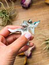 Load image into Gallery viewer, Sterling Silver Longhorn Pendant with Golden Hill Turquoise – Native Made by Leroy James (Navajo Artist)
