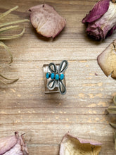 Load image into Gallery viewer, Sterling Silver Butterfly Ring with Kingman Turquoise – Adjustable